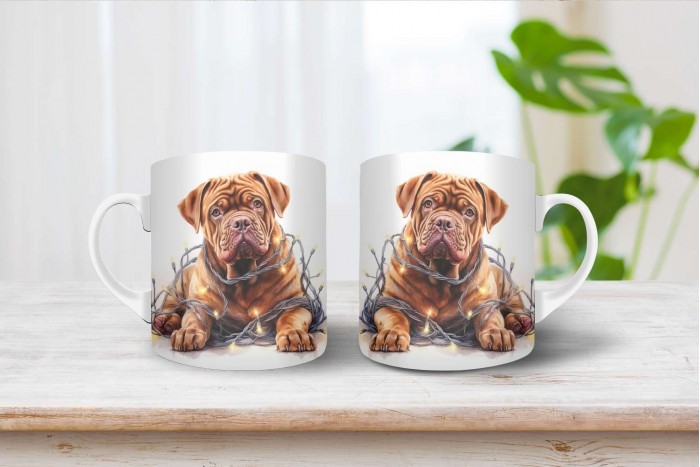 bordeaux-i dog mintás karácsonyi bögre 2