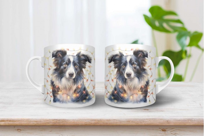 border collie mintás karácsonyi bögre 2