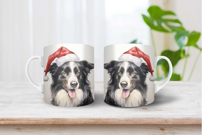 border collie mintás karácsonyi bögre 2