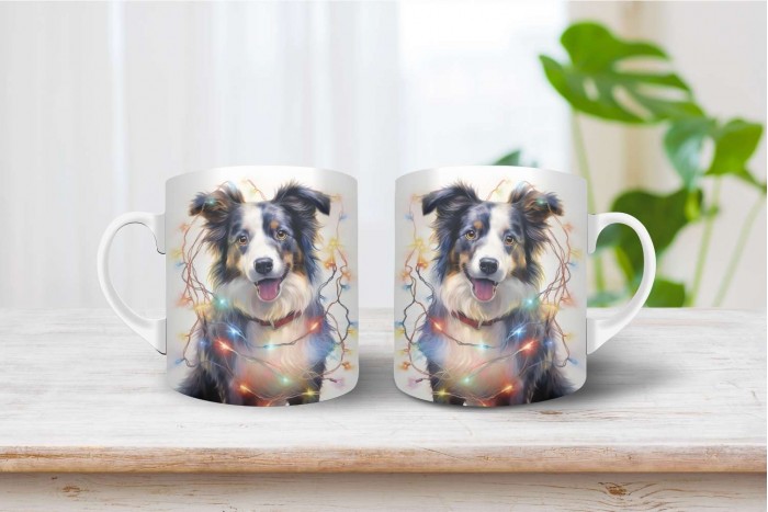 border collie mintás karácsonyi bögre 2