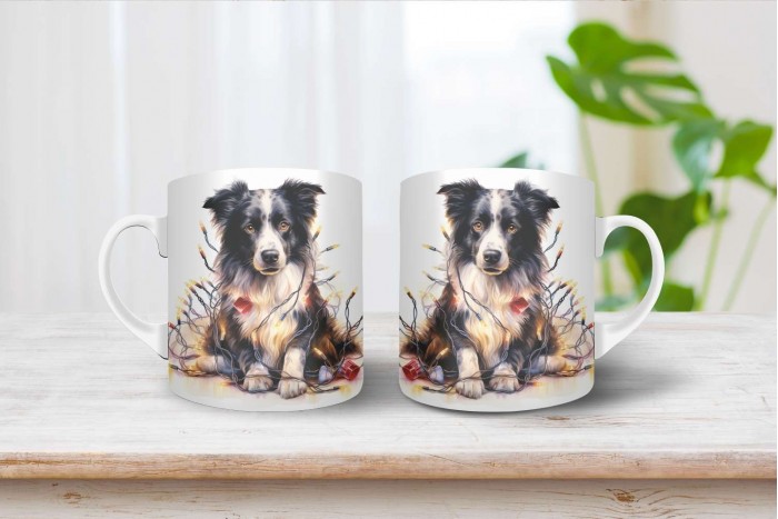 border collie mintás karácsonyi bögre 2