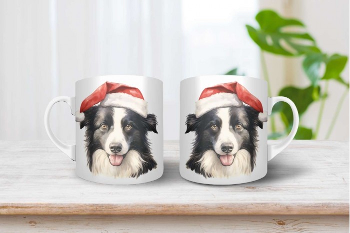 border collie mintás karácsonyi bögre 2