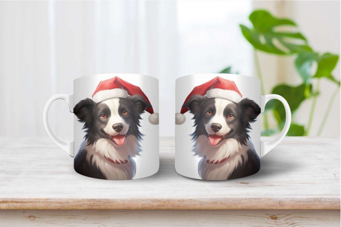 border collie mintás karácsonyi bögre 2