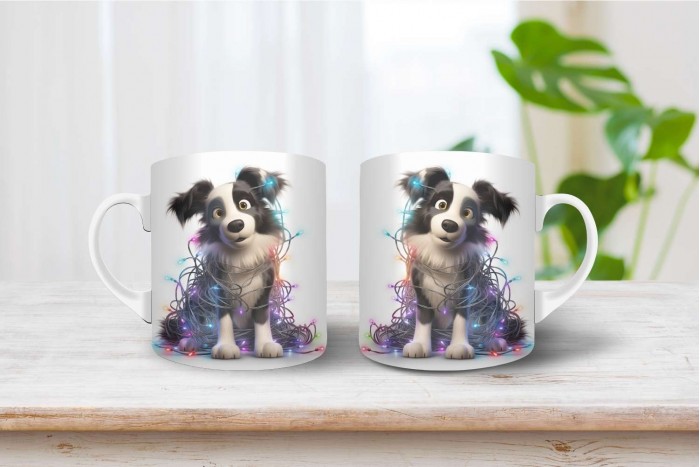 border collie mintás karácsonyi bögre 2