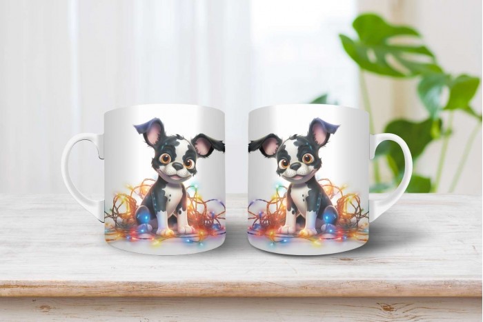 boston terrier mintás karácsonyi bögre 2