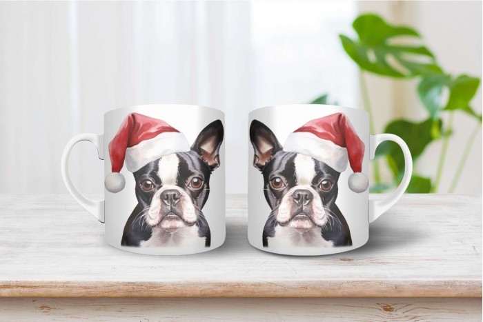 boston terrier mintás karácsonyi bögre 2
