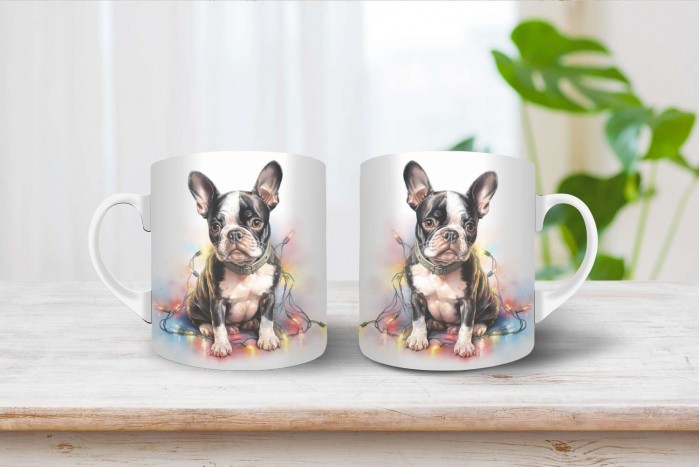 boston terrier mintás karácsonyi bögre 2