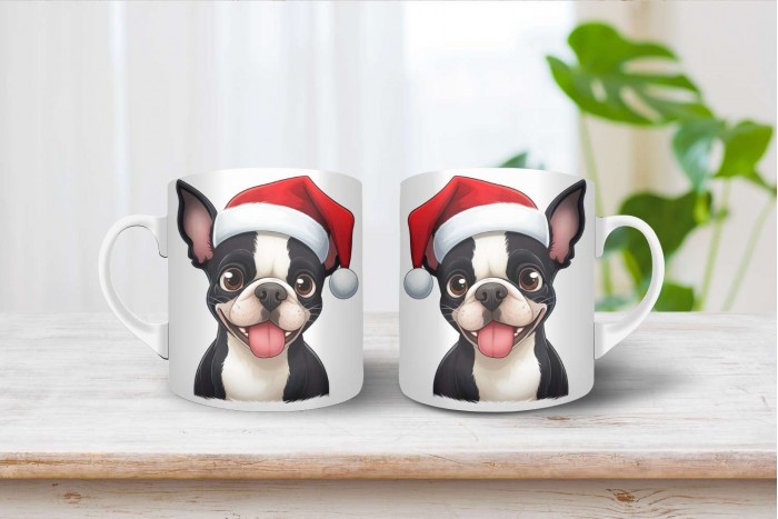 boston terrier mintás karácsonyi bögre 2