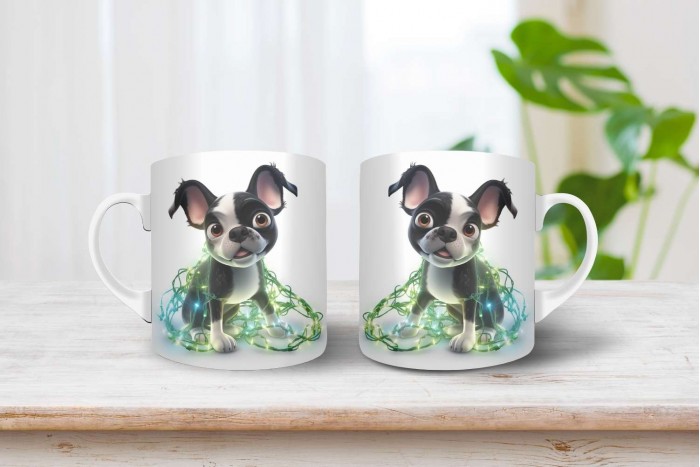 boston terrier mintás karácsonyi bögre 2