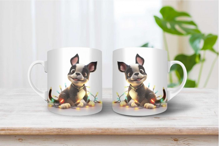 boston terrier mintás karácsonyi bögre 2