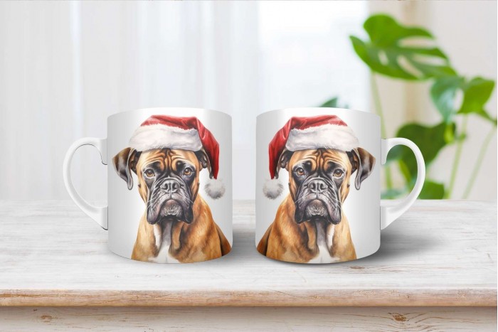 boxer mintás karácsonyi bögre 2