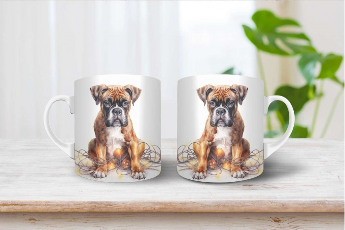 boxer mintás karácsonyi bögre 2