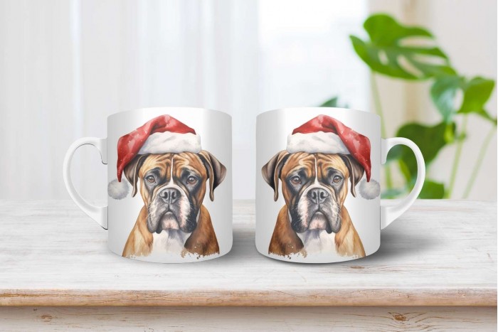 boxer mintás karácsonyi bögre 2