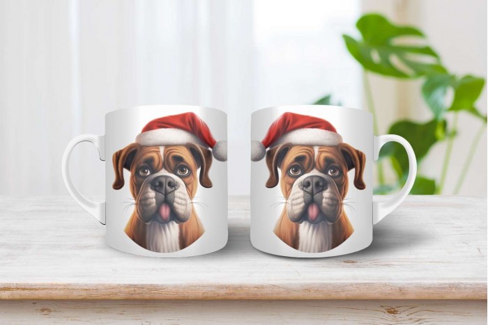 boxer mintás karácsonyi bögre 2