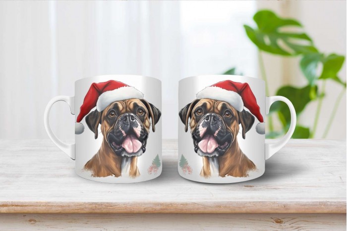 boxer mintás karácsonyi bögre 2