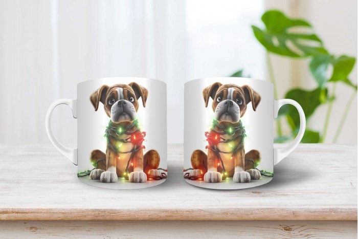 boxer mintás karácsonyi bögre 2