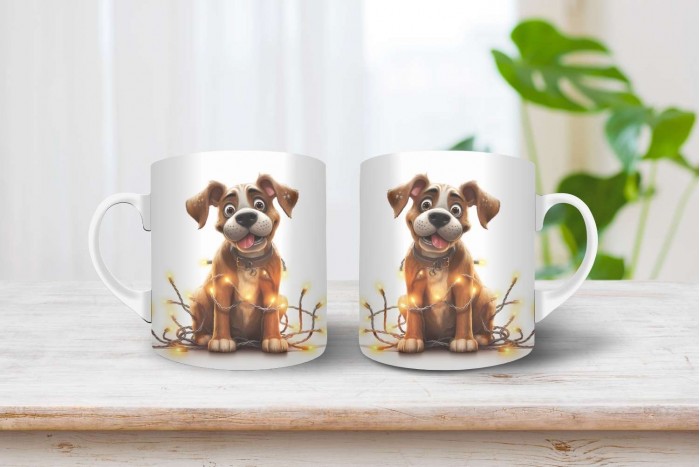 boxer mintás karácsonyi bögre 2