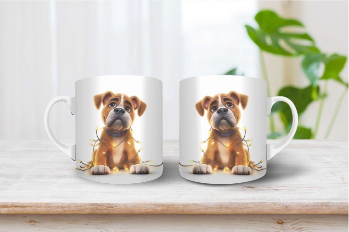 boxer mintás karácsonyi bögre 2