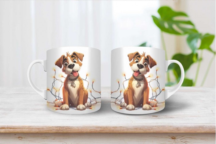 boxer mintás karácsonyi bögre 2