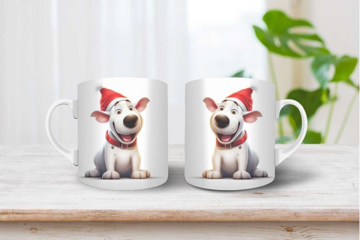 bullterrier mintás karácsonyi bögre 2