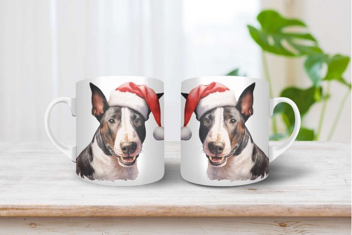 bullterrier mintás karácsonyi bögre 2