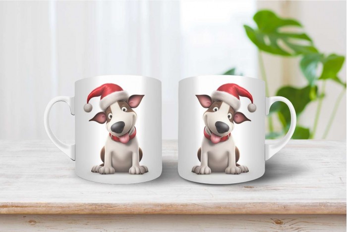 bullterrier mintás karácsonyi bögre 2