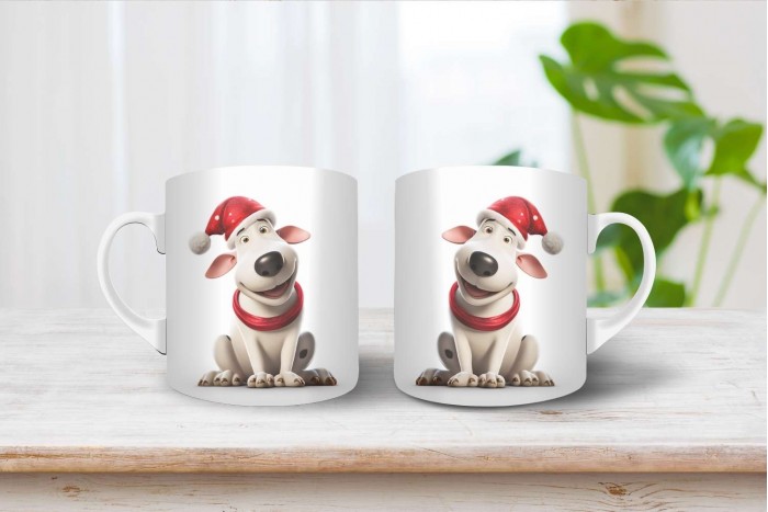 bullterrier mintás karácsonyi bögre 2