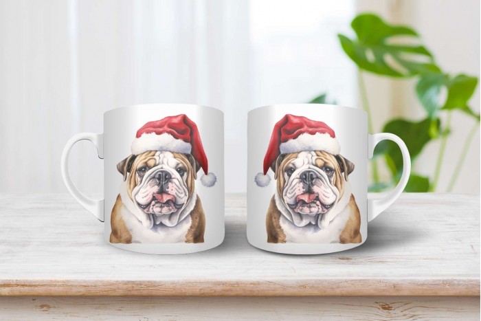 bulldog mintás karácsonyi bögre 2