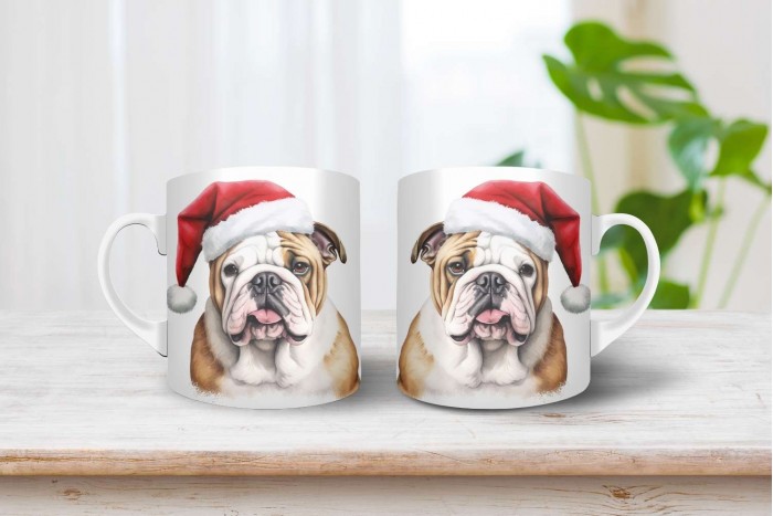 bulldog mintás karácsonyi bögre 2