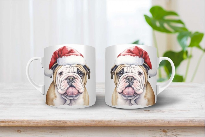 bulldog mintás karácsonyi bögre 2