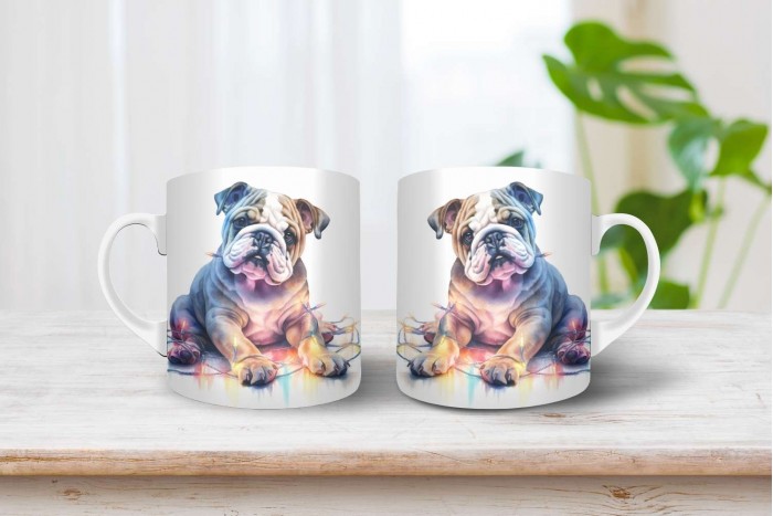 bulldog mintás karácsonyi bögre 2