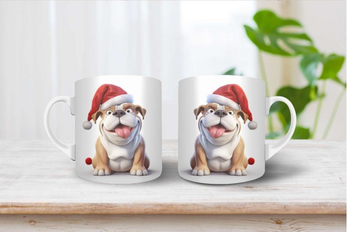 bulldog mintás karácsonyi bögre 2