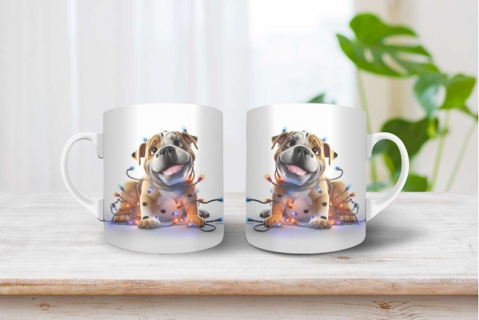 bulldog mintás karácsonyi bögre 2