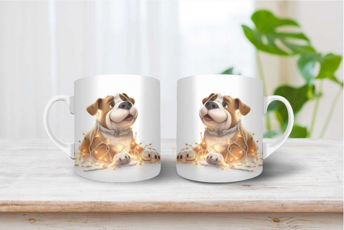 bulldog mintás karácsonyi bögre 2
