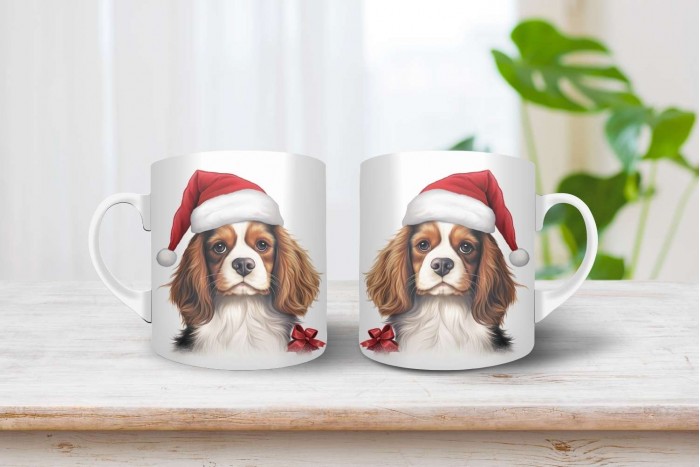cavalier king charles spániel mintás karácsonyi bögre 2