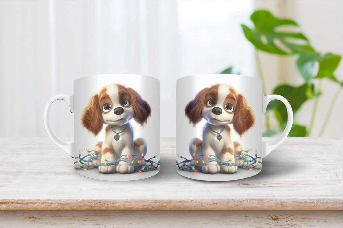 cavalier king charles spániel mintás karácsonyi bögre 2