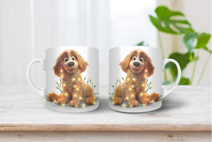 cocker spániel mintás karácsonyi bögre 2