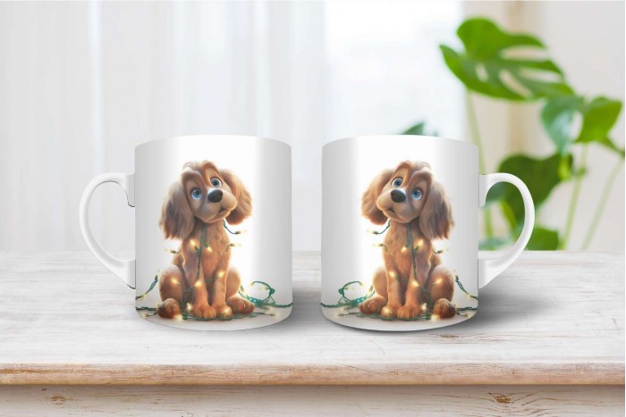 cocker spániel mintás karácsonyi bögre 2