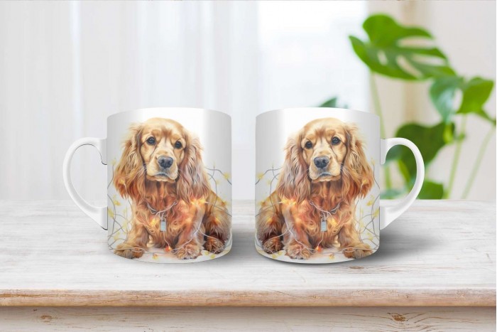 cocker spániel mintás karácsonyi bögre 2