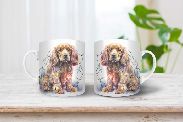 cocker spániel mintás karácsonyi bögre 2