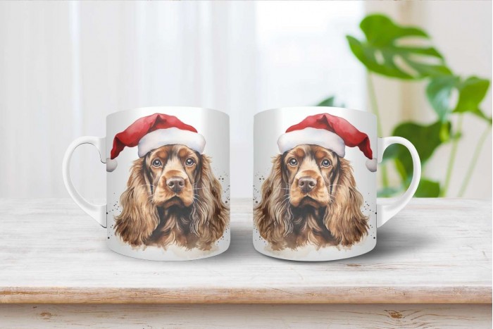 cocker spániel mintás karácsonyi bögre 2