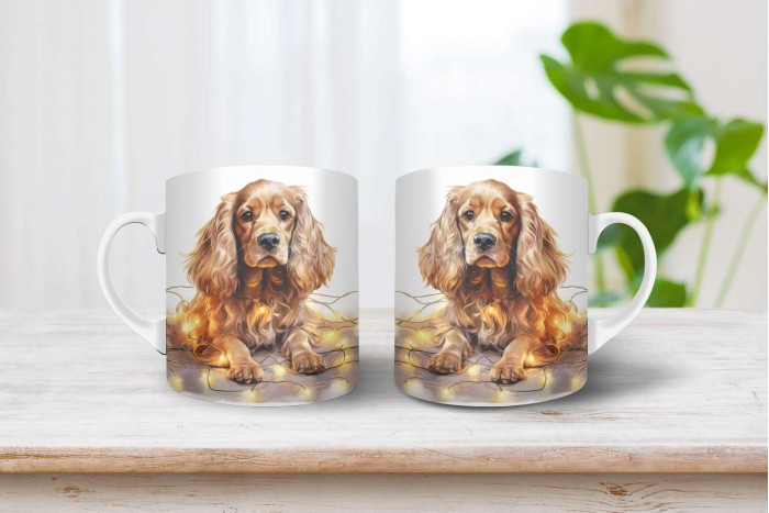 cocker spániel mintás karácsonyi bögre 2