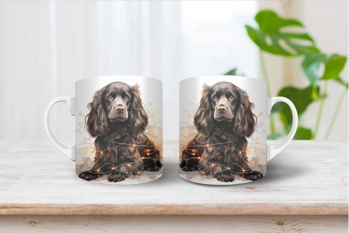 cocker spániel mintás karácsonyi bögre 2