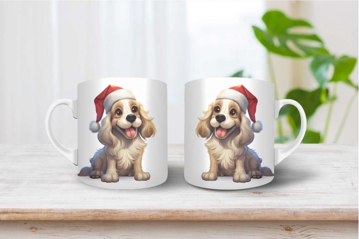 cocker spániel mintás karácsonyi bögre 2