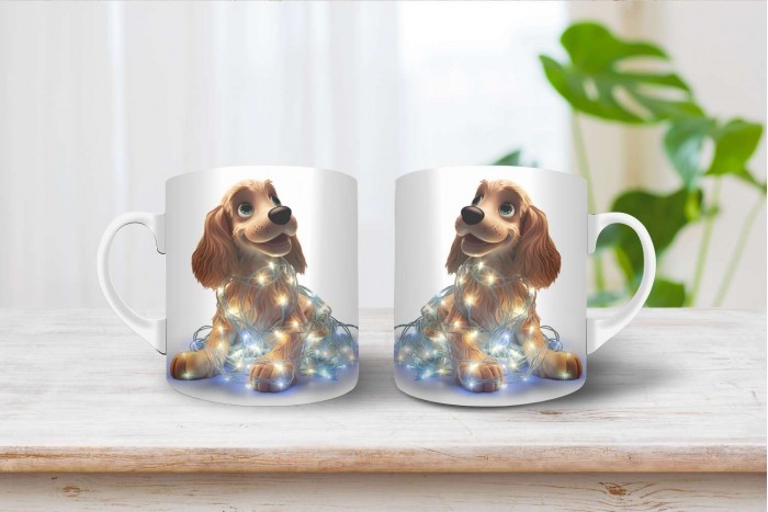 cocker spániel mintás karácsonyi bögre 2