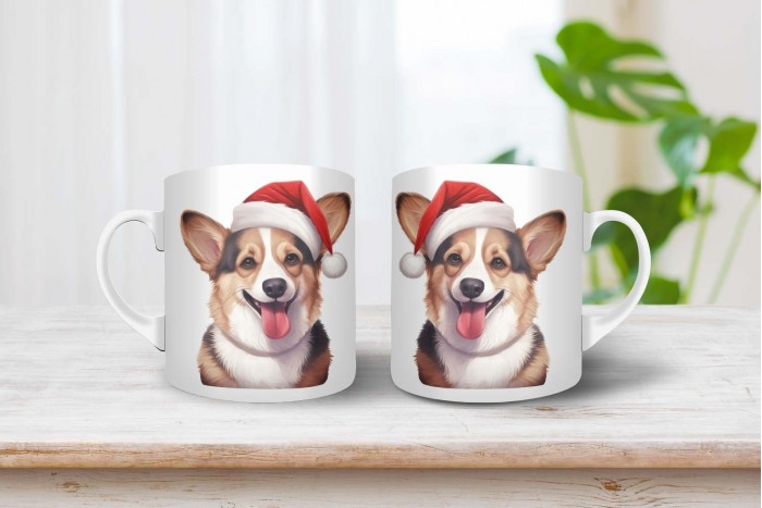 corgi mintás karácsonyi bögre 2