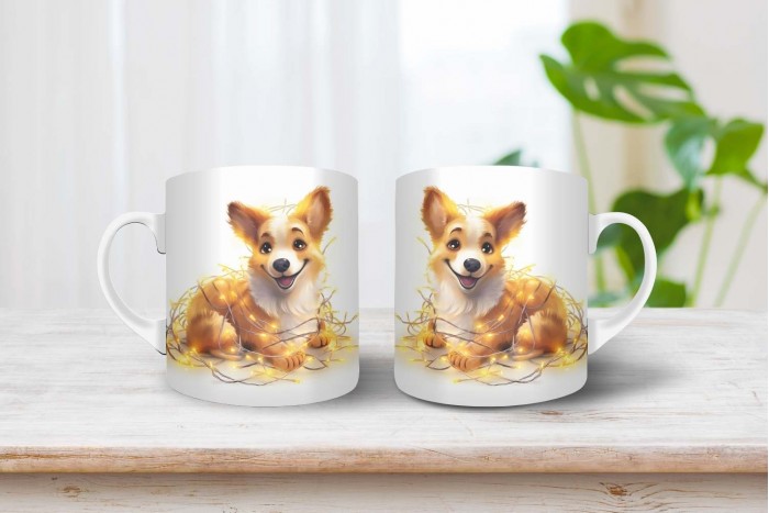 corgi mintás karácsonyi bögre 2