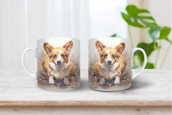 corgi mintás karácsonyi bögre 2