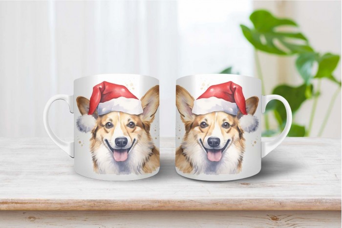corgi mintás karácsonyi bögre 2