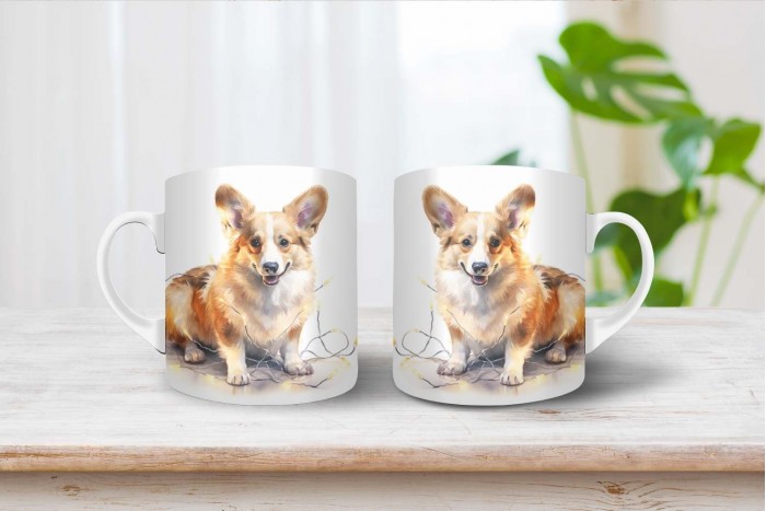corgi mintás karácsonyi bögre 2